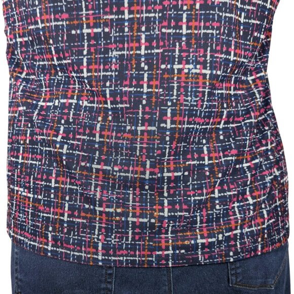 Chico's 2 (Large) Sleeveless Lined Navy Blue V-Neck Geometric Pattern Top - Picture 5 of 9